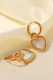 Inlaid Shell Heart Drop Earrings 