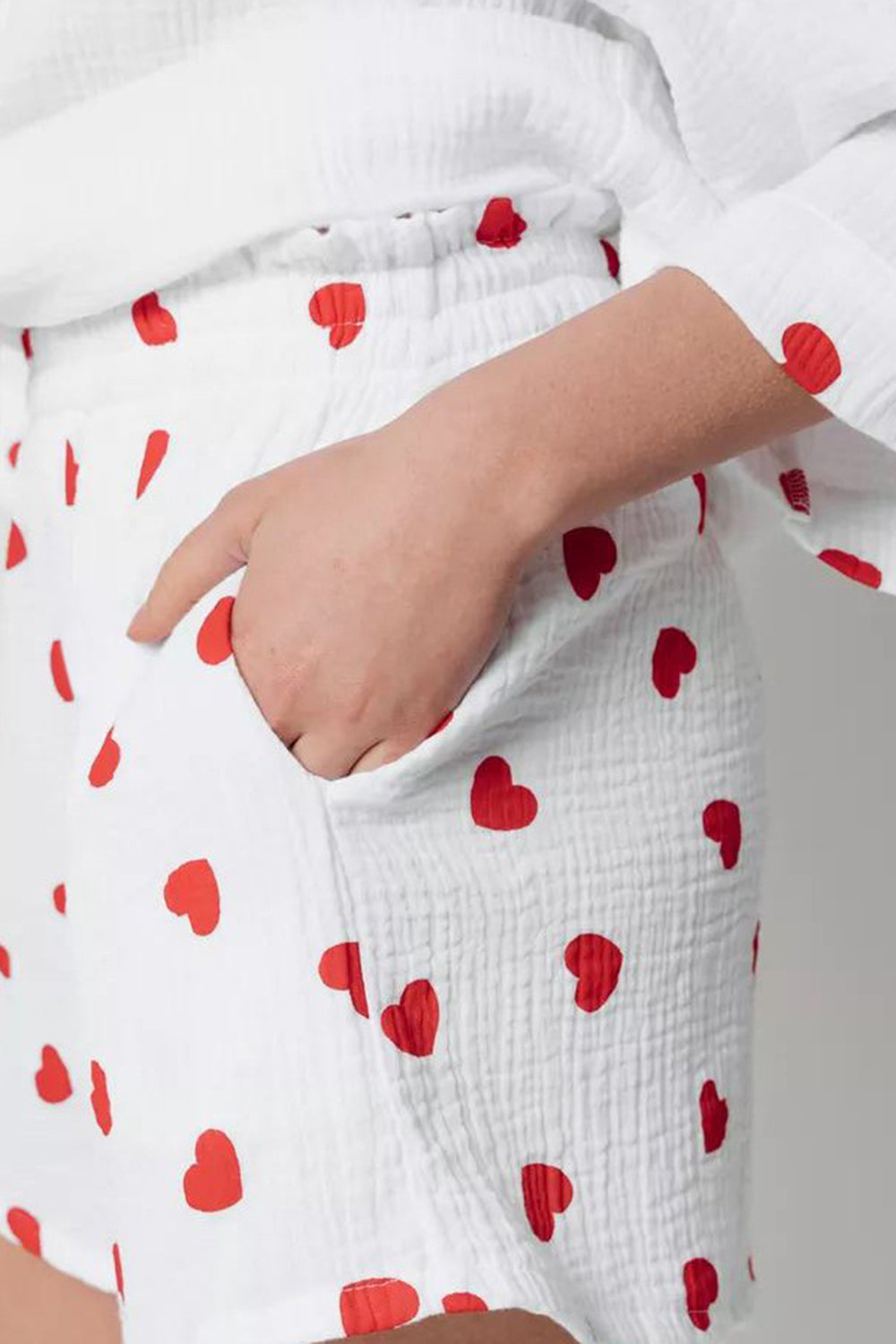 Basic Bae Heart Collared Neck Button Down Top and Shorts Set 