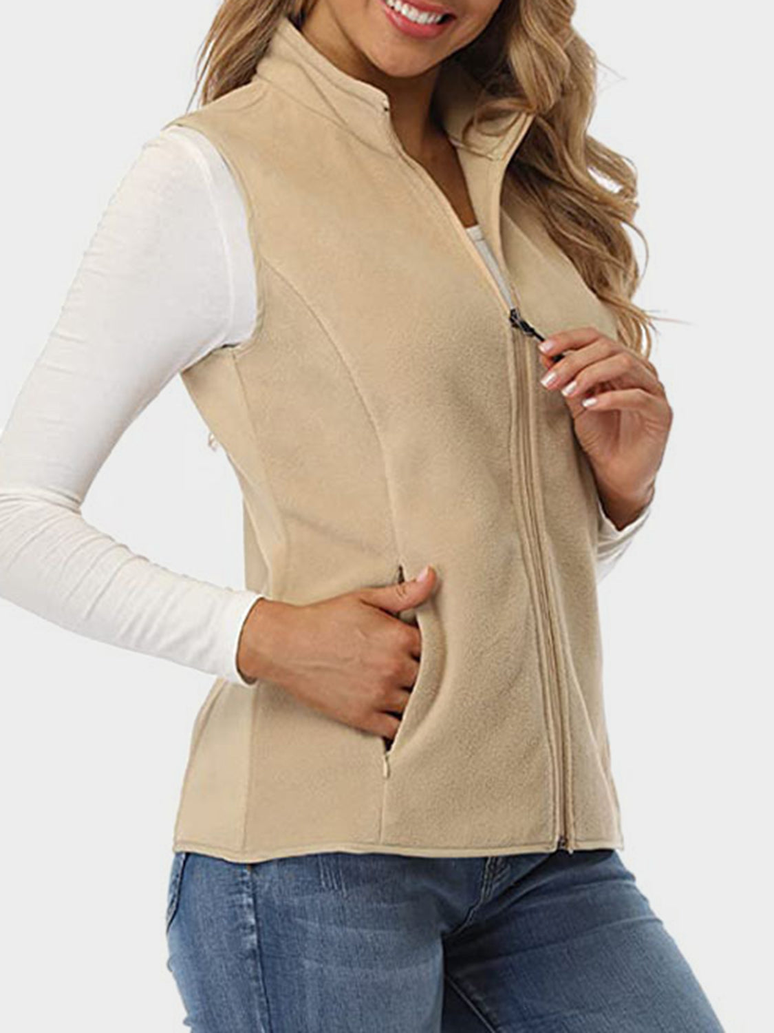 Zip Up Turtleneck Vest with Pockets 