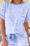 Bow Print Short Sleeve Top and Shorts Pajama Set Lingerie & Nightwear