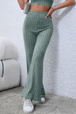 Basic Bae Full Size Ribbed High Waist Flare Pants 
