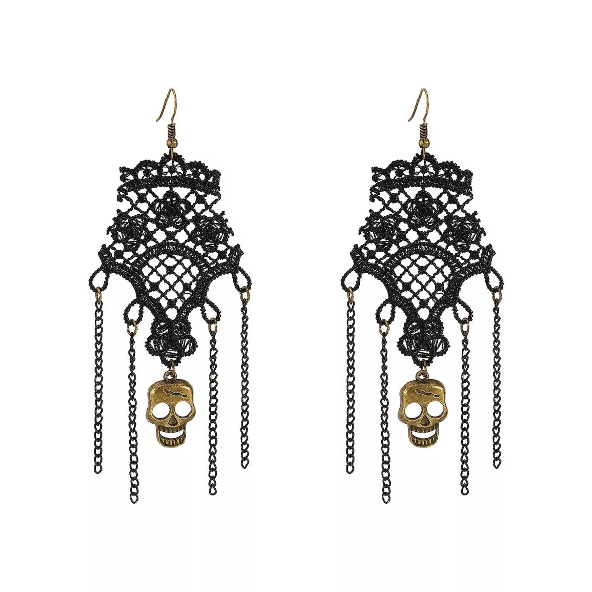 Halloween Lace Skull Necklace and Earrings Jewelry Set 