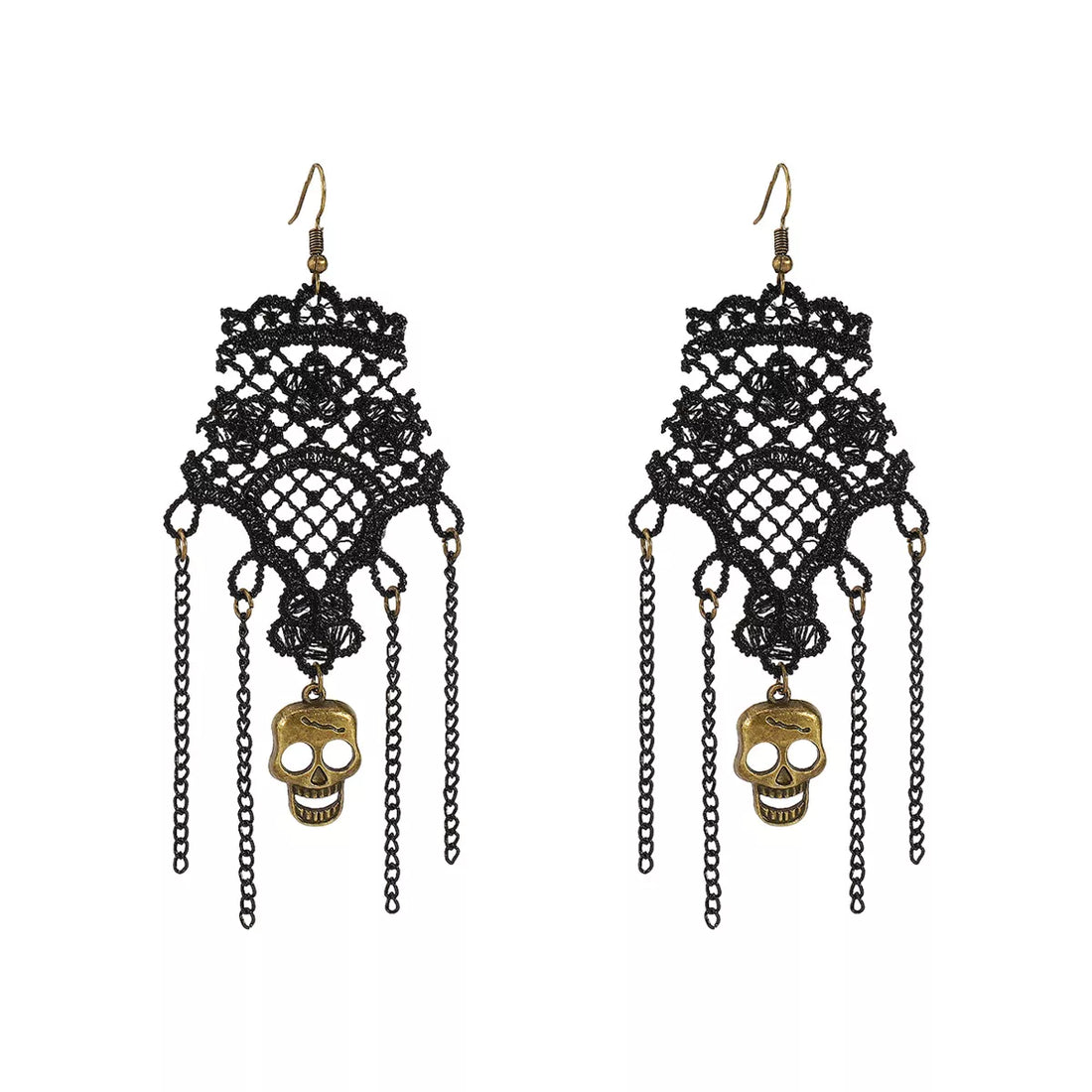 Halloween Lace Skull Necklace and Earrings Jewelry Set 