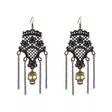 Halloween Lace Skull Necklace and Earrings Jewelry Set 
