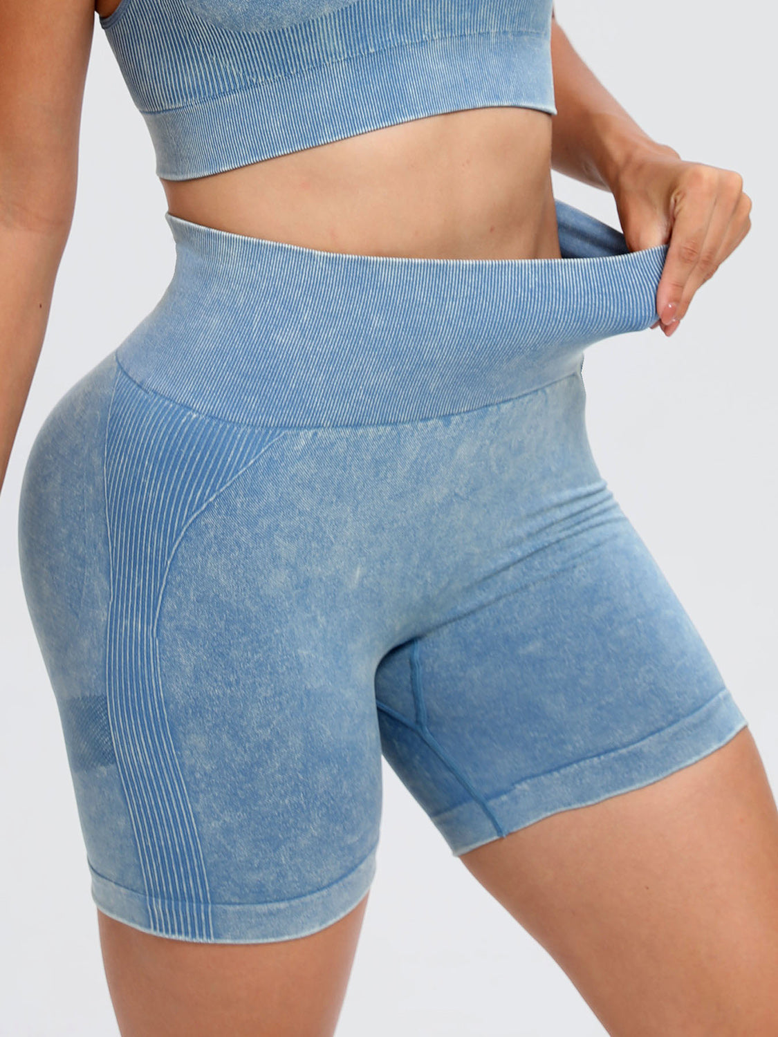 Washed High Waist Active Shorts 