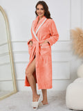 Contrast Trim Tie Waist Lounge Nightgown with Pockets Lingerie & Nightwear