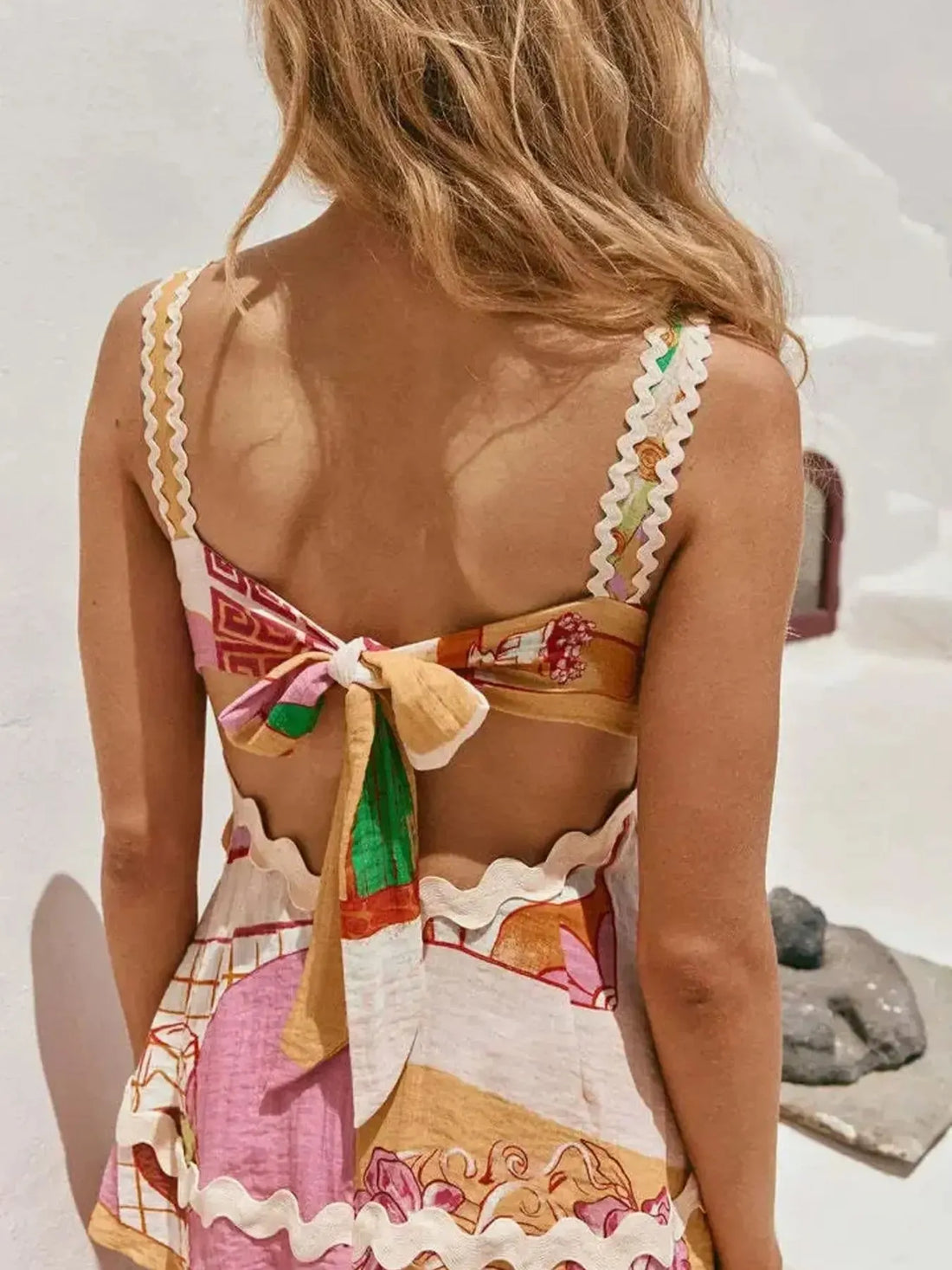 Tie Back Printed Cami and Pants Set Two Piece Dresses
