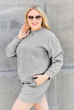 Double Take Full Size Texture Long Sleeve Top and Drawstring Shorts Set 