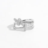 Inlaid Zircon 925 Sterling Silver Crisscross Ring 
