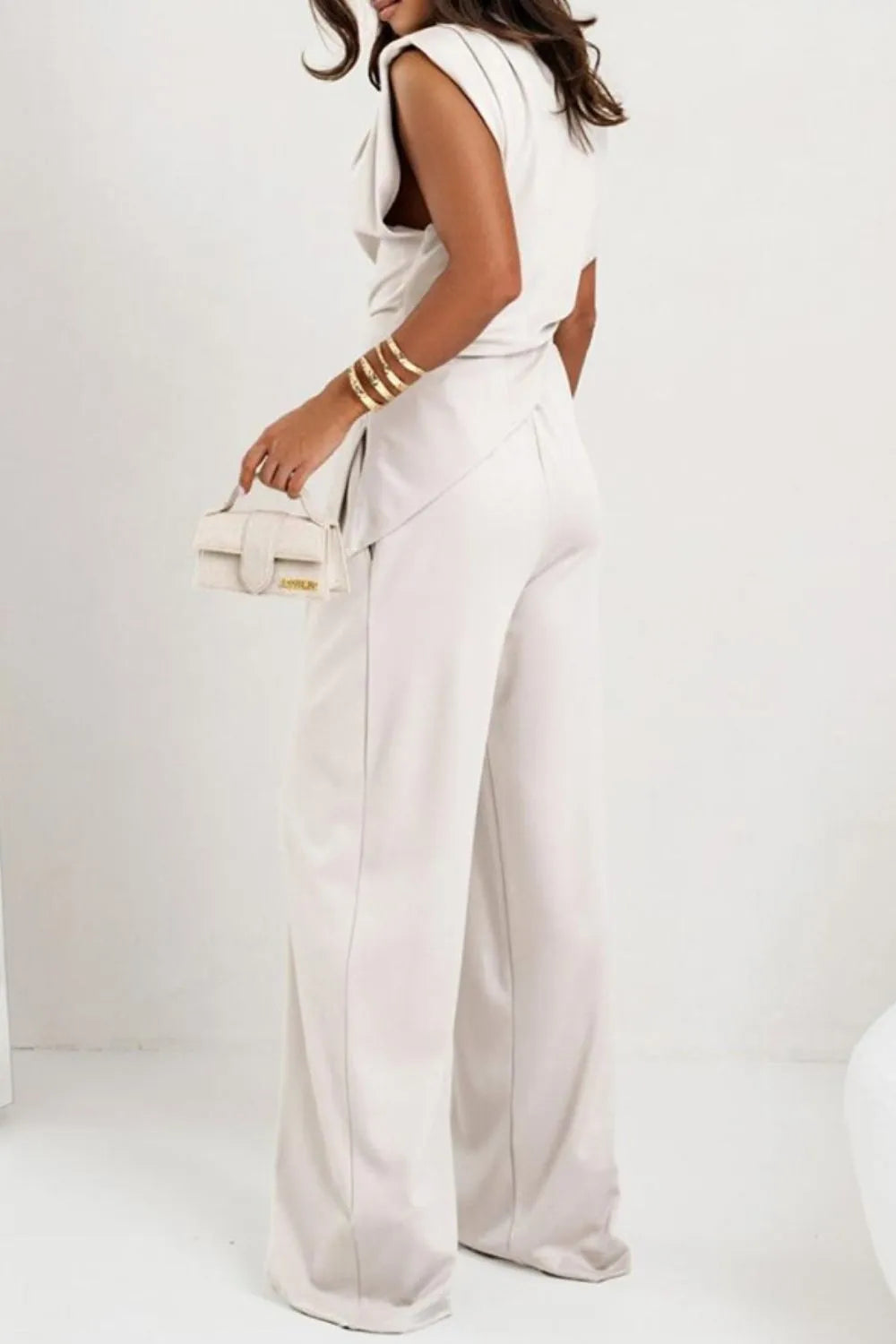 Round Neck Top and Pants Set Two Piece Dresses