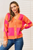 Angel Wings Woven Right Checkered V-Neck Dropped Shoulder Cardigan 