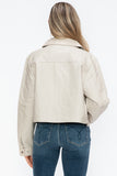 Snobbish Snap Down Long Sleeve PU Leather Jacket 