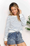 Double Take Striped Long Sleeve Round Neck Top 