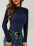 Heart Mock Neck Long Sleeve T-Shirt 