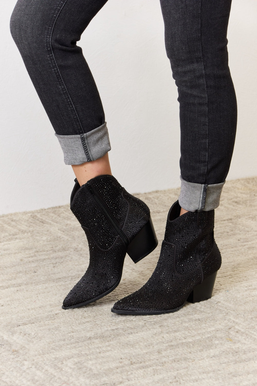 East Lion Corp Rhinestone Ankle Cowboy Boots 