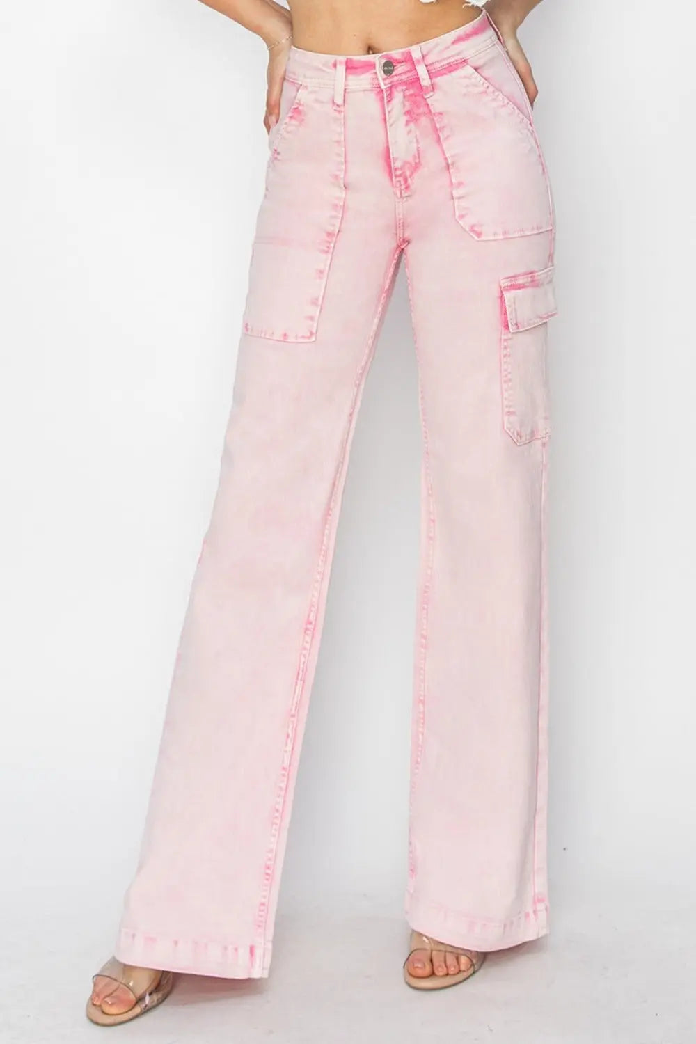 RISEN Full Size High Rise Cargo Pocket Jeans 