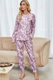 Shiny Tie-Dye Long Sleeve Top and Drawstring Joggers Lounge Set Lingerie & Nightwear