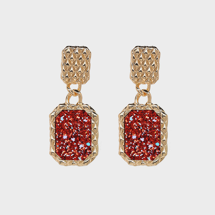 Geometric Alloy Dangle Earrings 