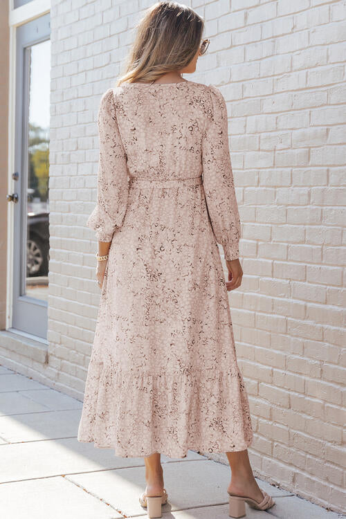 Printed Tie Front Ruffle Hem Dress Dresses