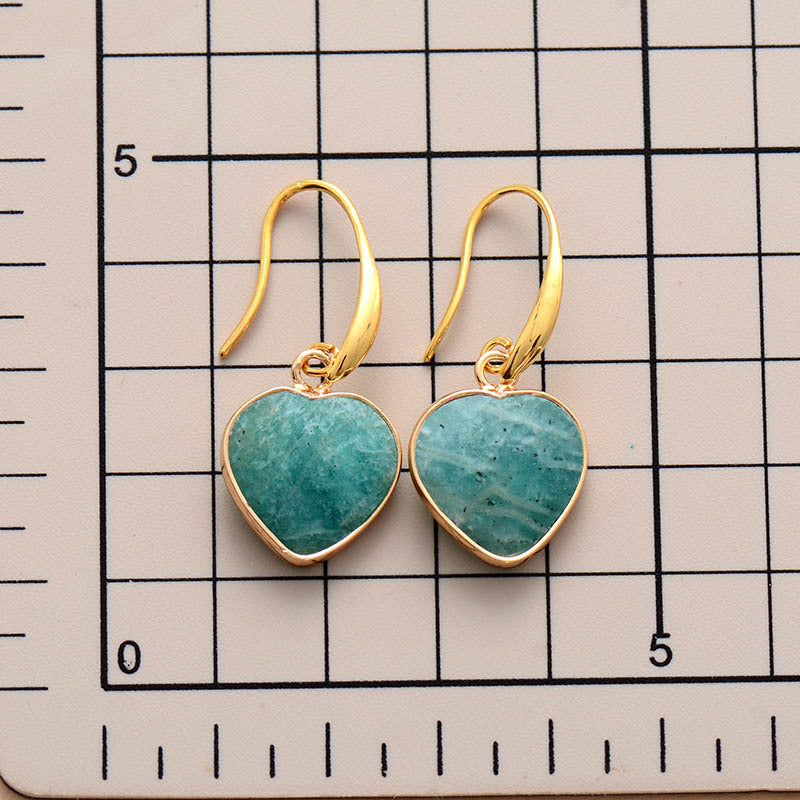 Natural Stone Heart Drop Earrings 