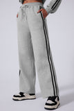 Side Striped Round Neck Top and Pants Active Set 