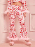 Heart Print Long Sleeve Top and Pants Lounge Set Lingerie & Nightwear