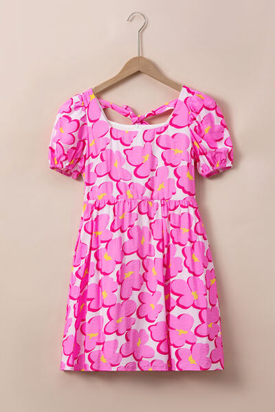 Printed Square Neck Short Sleeve Dress Dresses