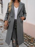 Devine Pocketed Collared Neck Long Sleeve Coat 