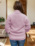 Full Size Turtleneck Zip Up Long Sleeve Sherpa Jacket 