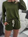 Round Neck Raglan Sleeve Top and Shorts Lounge Set Lingerie & Nightwear