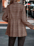 Plaid Button Up Lapel Collar Blazer 