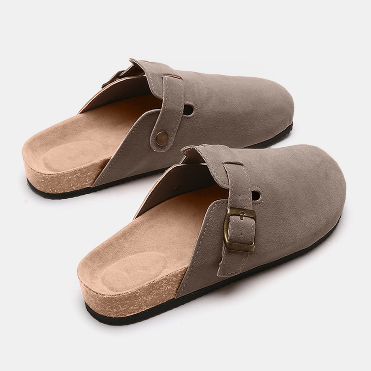 Suede Closed Toe Buckle Slide 