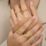 Titanium Steel Snake Shape Bypass Ring 