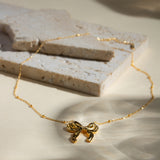 Stainless Steel Bow Pendant Necklace 