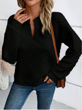 Notched Long Sleeve Sweatshirt 