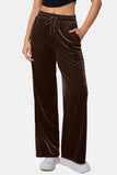 Drawstring Elastic Waist Straight Leg Pants 