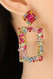 Square Shape Glass Stone Dangle Earrings 