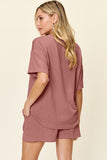 Double Take Full Size Round Neck Short Sleeve T-Shirt and Shorts Set 