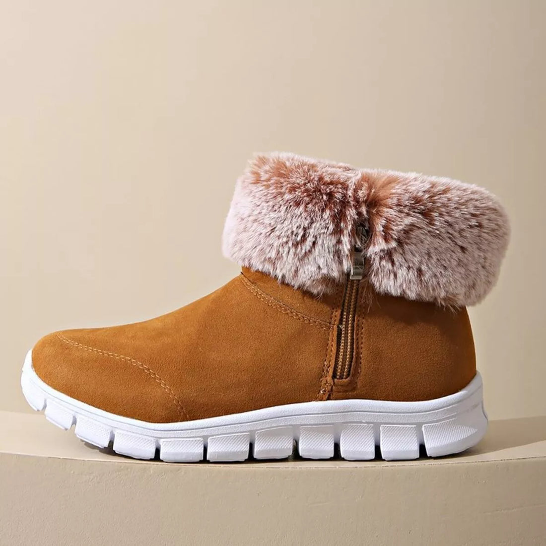 Side Zip Faux Fur Boots 