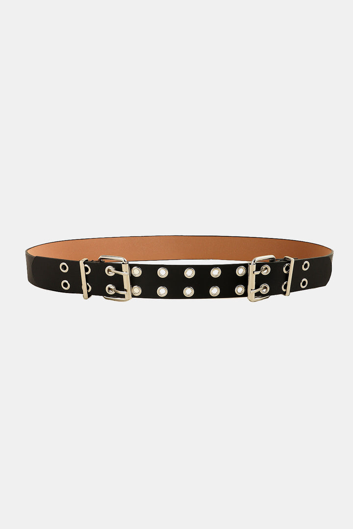 PU Leather Two Row Eyelet Belt 
