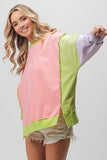 BiBi Washed Color Block Sweatshirt 