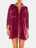 Collared Neck Button Down Long Sleeve Shirt 