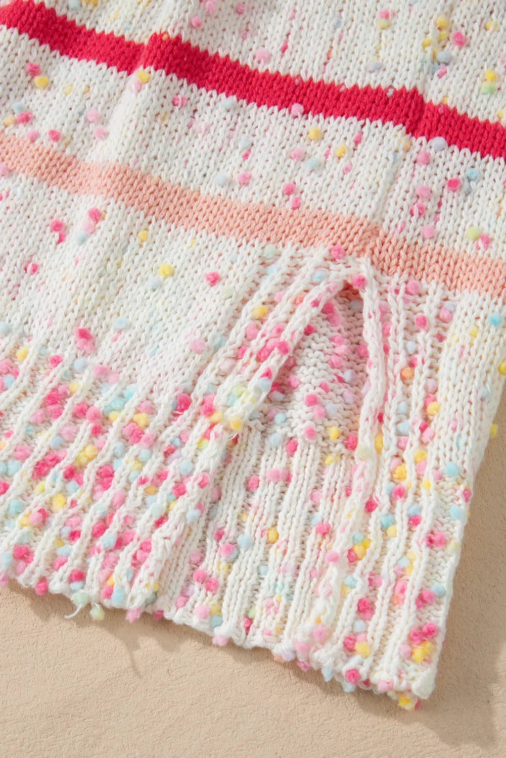 Plus Size Confetti Striped Round Neck Sweater 