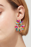 Flower Shape Glass Stone Dangle Earrings 