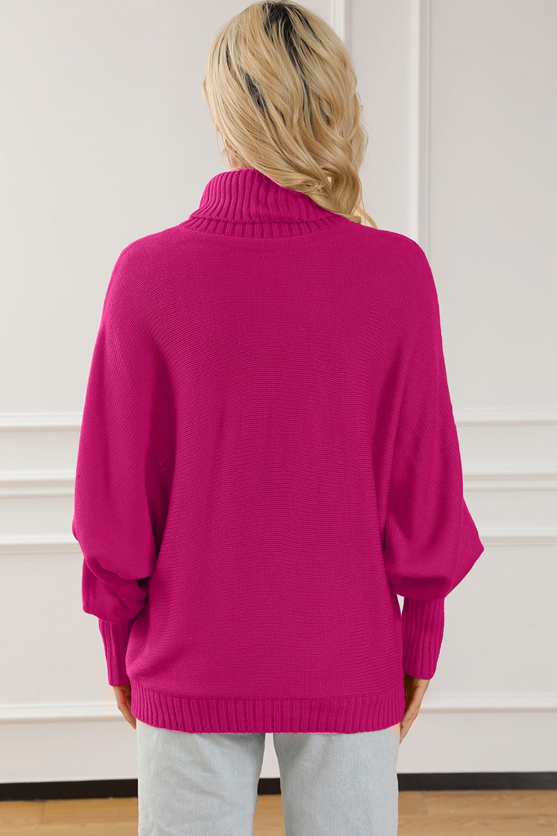 Merry Letter Embroidered High Neck Sweater 