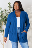 Basic Bae Full Size Ribbed Open Front Cardigan with Pockets 