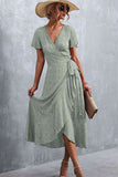 Floral Surplice Neck Tied Midi Dress Dresses