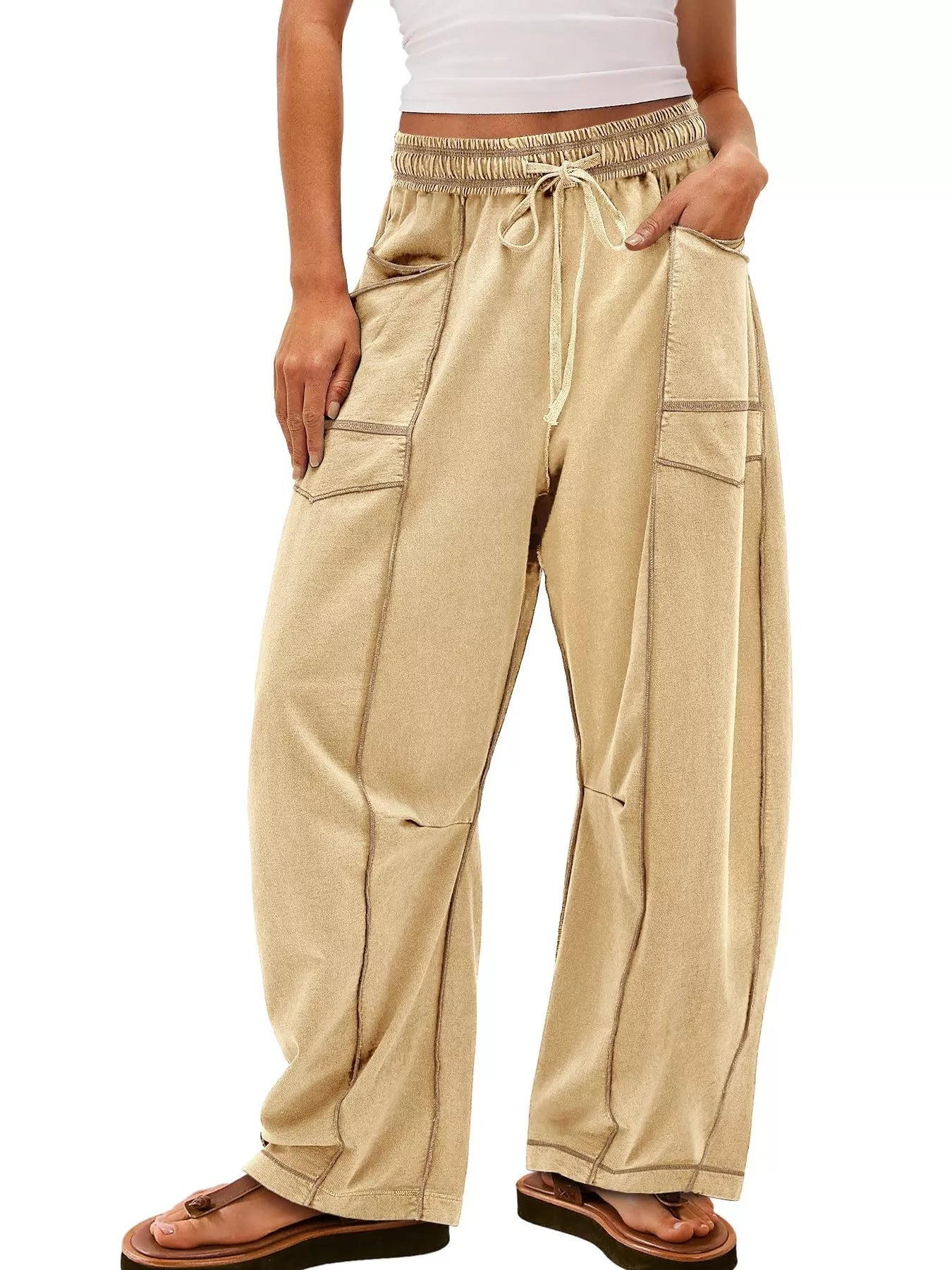 Drawstring Wide Leg Pants 