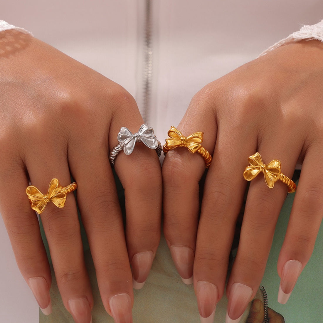 Twisted Titanium Steel Bow Ring 