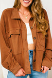 Pocketed Collared Neck Dropped Shoulder Jacket 